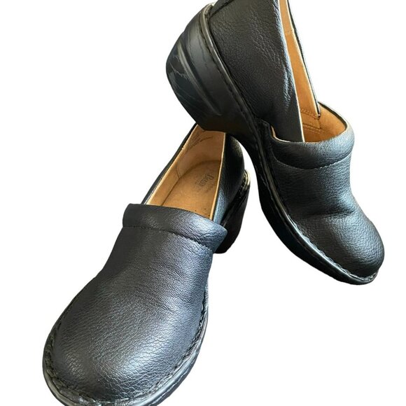 BASS-SHEENA BLACK LEATHER WOMEN SLIP ON WEDGE NURSING SHOES - Picture 3 of 9
